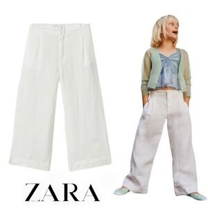 ZARA Kids | Oyster White | PLEATED LINEN PANTS